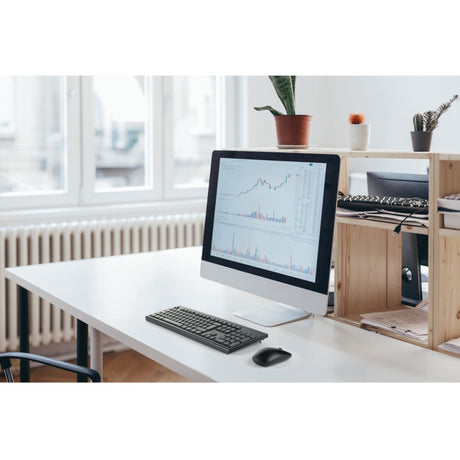 Kensington km150 eq kabelloses Desktop-Set, Desktop-Set (schwarz, US-Layout (QWERTY), Membran, 100 %, 1200 dpi)