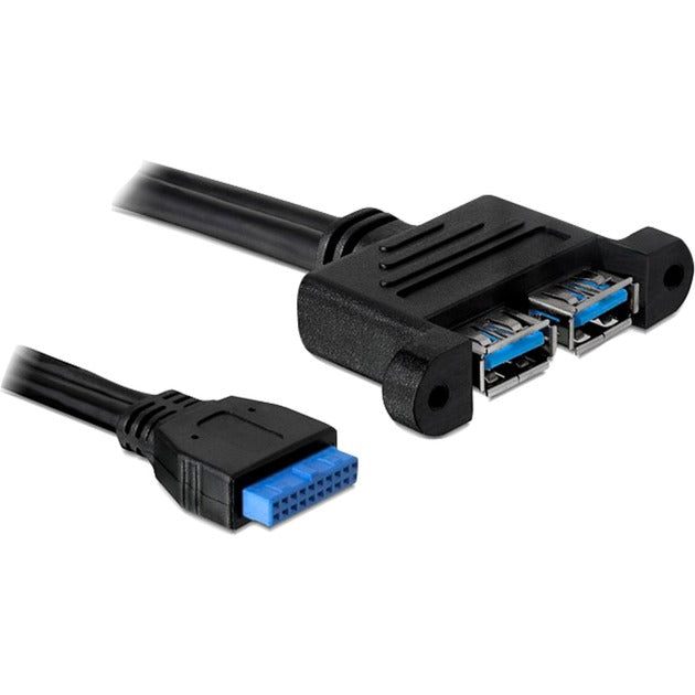 Delock USB 3.0 Pin Header Buchse > 2x USB-A 3.0 Buchse Parallelkabel (schwarz, 0,45 Meter)