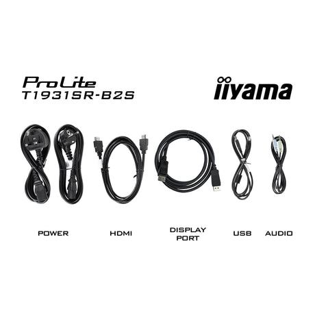 Iiyama prolite t1931sr-b2s 19 touchscreen monitor (zwart, vga, hdmi, displayport, audio, touchscreen)