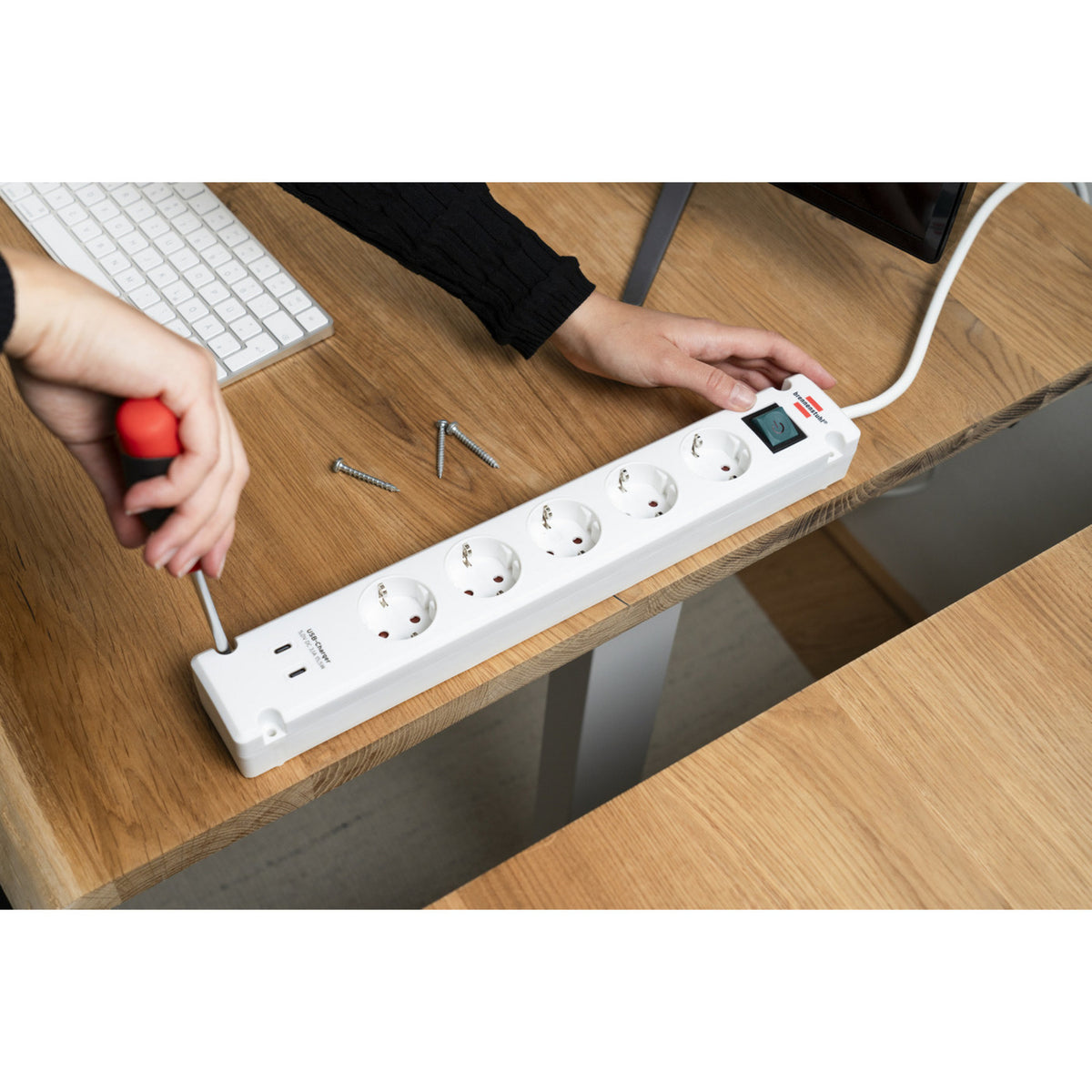 Brennerstuhl Bremounta Steckdosenleiste 5-fach mit 2 USB C Ladebuchsen Steckdosenleiste (weiß, 2x USB C)
