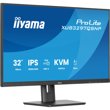 Iiyama Prolite xub3297qsnp-b1 32 Monitor (schwarz, HDMI, 2x Display-Port, 2x USB-A, 2x USB-C, RJ-45)