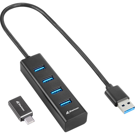 Sharkoon 4-Port USB 3.2 Gen 1 USB-Hub aus Aluminium (schwarz)