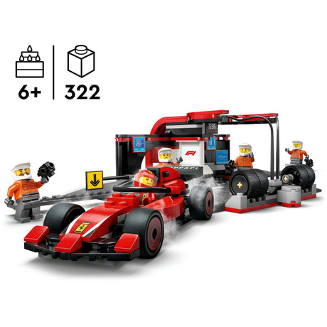 Lego City F1 Boxenstopp und Boxencrew mit Ferrari-Auto – 60443