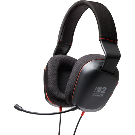 Powera kabelgebundenes Stereo-Headset für Nintendo Switch 2 Over-Ear-Gaming-Headset (schwarz rot, Nintendo Switch 2, Nintendo Switch – OLED-Modell, Nintendo Switch, Nintendo Switch Lite)