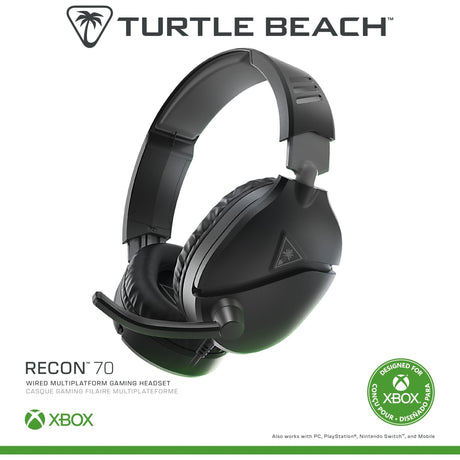 Turtle Beach Ear Force Recon 70x Black (2024) Over-Ear-Gaming-Headset (schwarz, Xbox Series X|s, Xbox One, PS4, PS5, Switch, PC, Mobil)