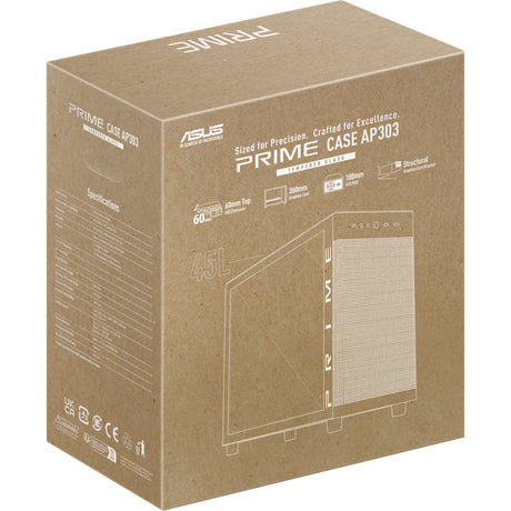 Asus Prime Ap303 - Midi-Tower-Gehäuse mit gehärteter Glasscheibe (Schwarz | 2x USB-A | 1x USB-C | gehärtetes Glas)