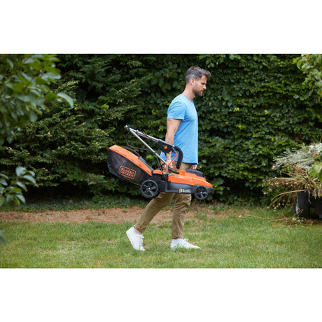 Black+Decker BCMW3318L2-QW 2x 18V Rasenmäher (orange schwarz, 2x 18V 2,5Ah Akku und Ladegerät im Lieferumfang enthalten)