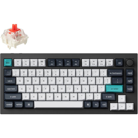 Keychron Q1 Max-M1 RGB mechanische Tastatur (schwarz, US-Layout (QWERTY), Gateron Jupiter Red, 75 %, RGB-LEDs, KSA Double-Shot PBT, Hot-Swap, Knopf, 2,4 GHz | Bluetooth 5.1 | USB-C)
