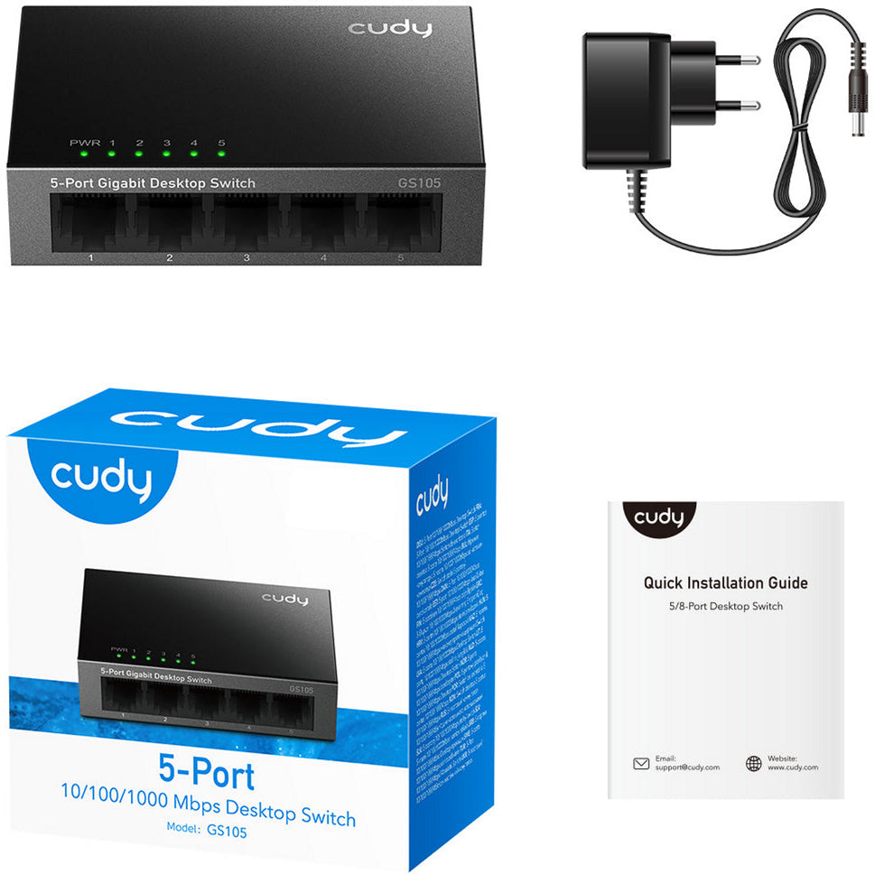 Cudy 5-Port-Gigabit-Desktop-Metall-Switch (schwarz)