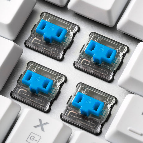Sharkoon Purewriter RGB mechanische Gaming-Tastatur (weiß, US-Layout (QWERTZ), Kailh Choc Low Profile blau, 100 %, RGB-LEDs)