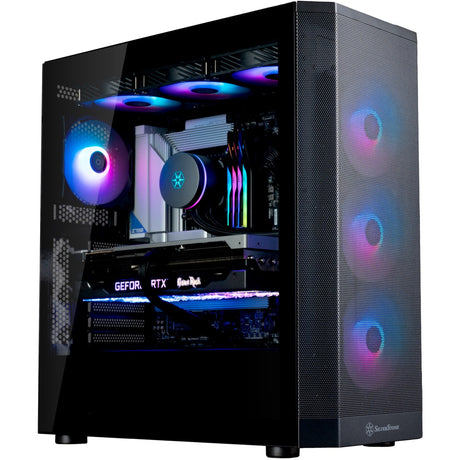 Silverstone Fara 514x Midi Tower Gehäuse (schwarz | 2x USB-A | 1x USB-C | RGB | gehärtetes Glas)