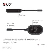 Club 3D Kabelloser USB-C-zu-HDMI-Sender- und Empfängeradapter (Schwarz)