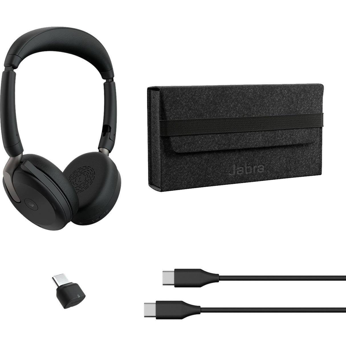 Jabra evolve2 65 flex duo, ms on-ear headset (zwart, stereo, usb-c, link380c, microsoft teams)