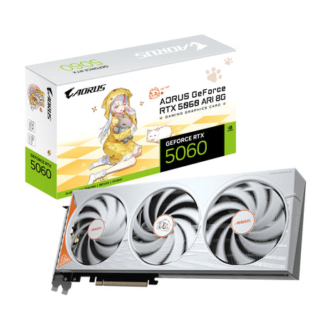 Gigabyte aorus geforce rtx 5060 ari 8g grafische kaart (wit, 3x displayport, 1x hdmi, dlss 4.5)