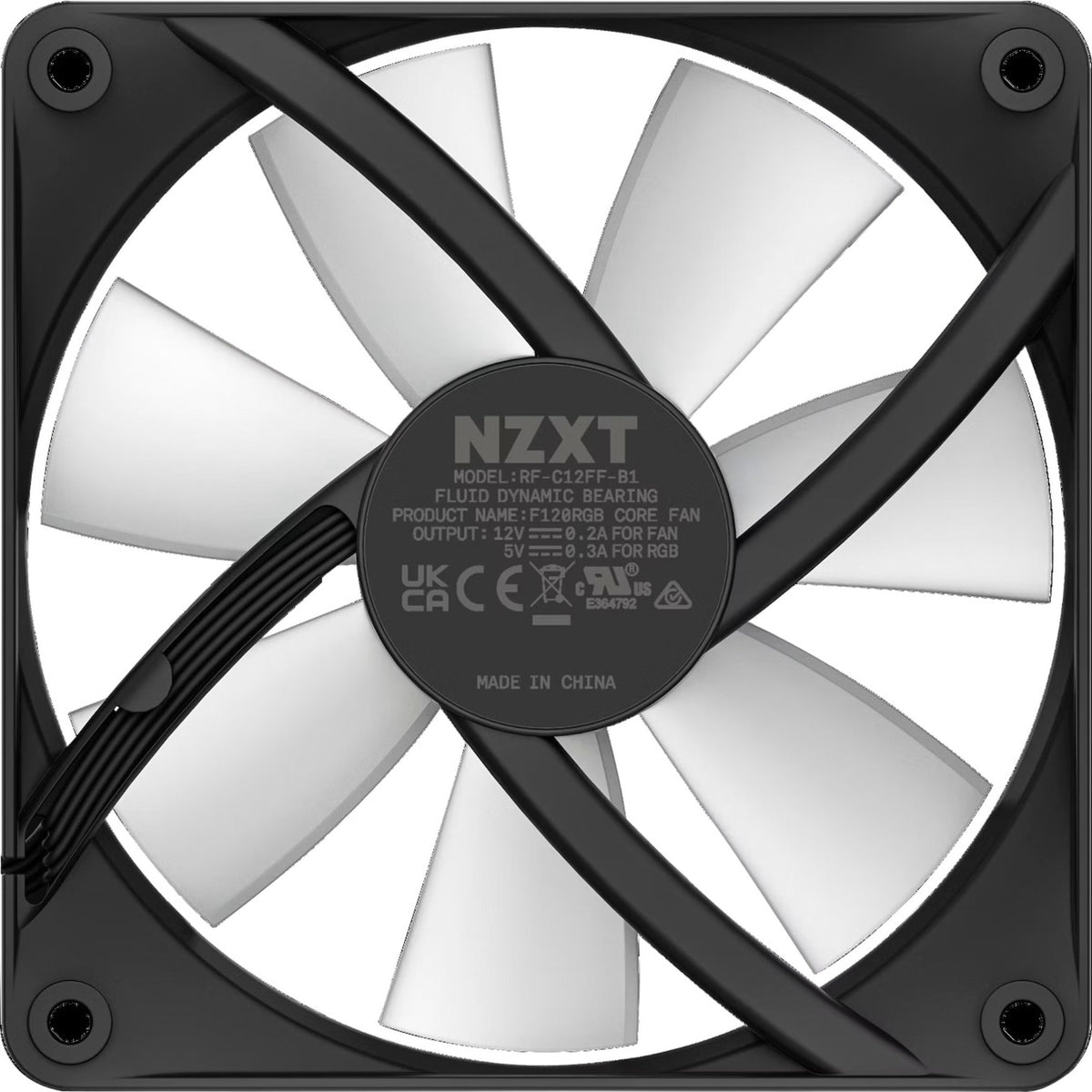 Nzxt f120 RGB Core Gehäuselüfter (schwarz, 120 x 120 x 26 mm, PWM, ohne Controller)