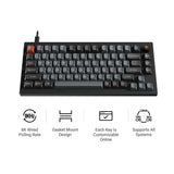 Keychron v1w-d4 8k qmk wired custom mechanical keyboard (zwart, us lay-out (qwerty), super banana, 75%, rgb leds, double-shot pbt, hot swap, 8k, knop)