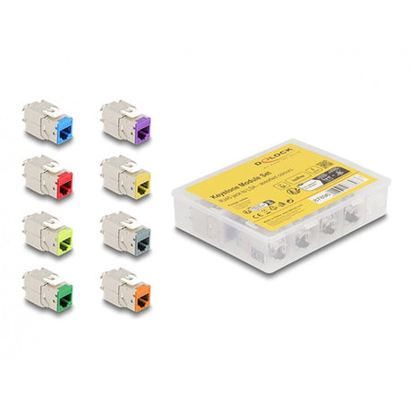 Delock Keystone Modul RJ45 Buchse auf LSA Cat 6a werkzeuglos, 8 Stück (mehrfarbig)