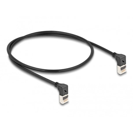 Delock RJ45 Netzwerkkabel Cat.6a S FTP Slim 90° nach oben nach oben gewinkelt 0,5 m Kabel (schwarz)