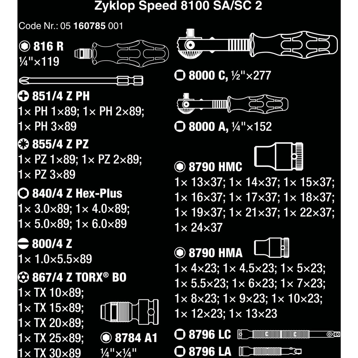 WAA 8100 SA SC 2 Zyklop Cap Set