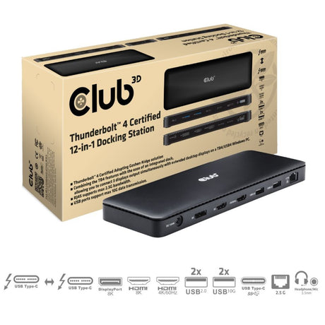 Club 3D Thunderbolt 4 12-in-1 Dock Dockingstation (Schwarz)