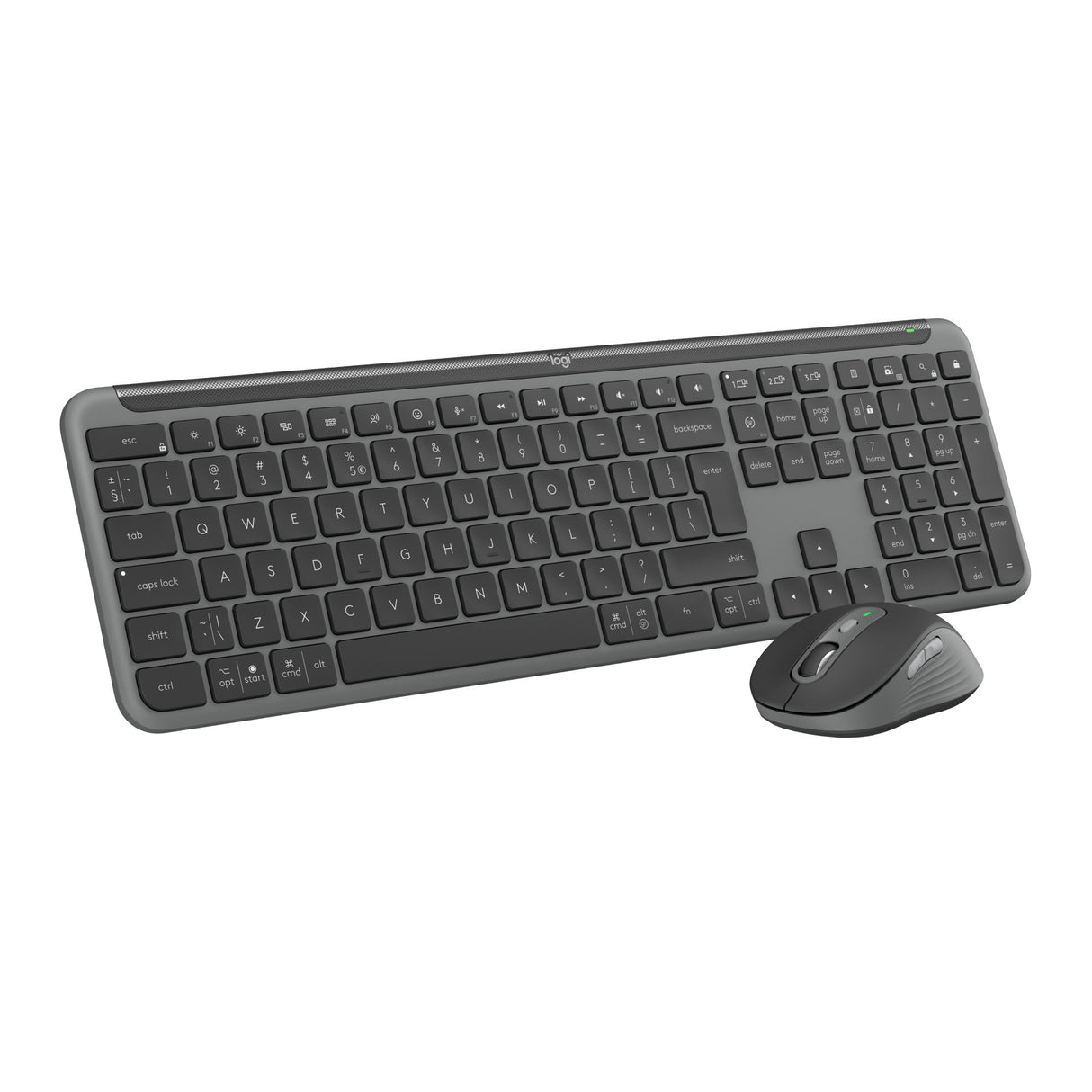 Logitech MK950 Signature Slim Wireless-Desktop-Set (Graphit, US-internationales Layout (QWERTY), 400–4000 dpi)