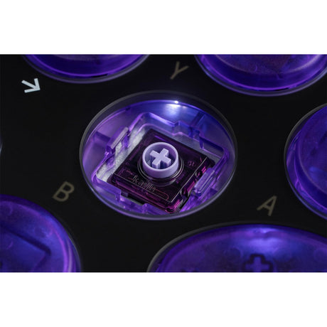 8bitdo arcade controller - transparent purple signature edition (paars transparant, 2.4 ghz bluetooth usb, nintendo switch 1 + 2, pc)