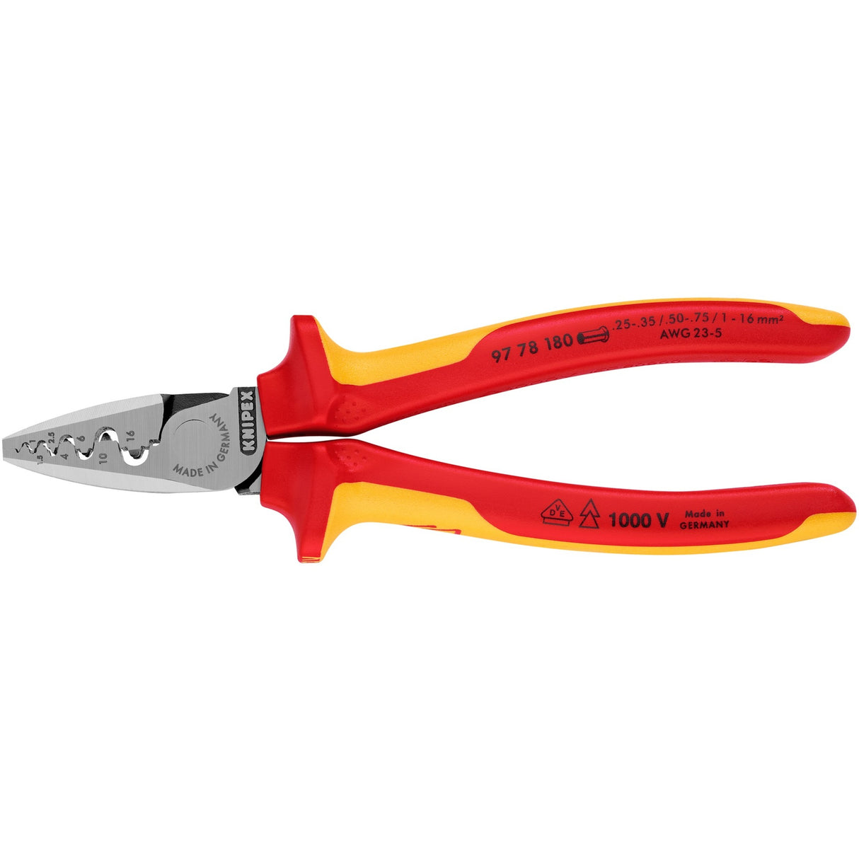 Knipex 97-Serie – Crimpzange – 180 mm – VDE-Isolierung – ergonomisch