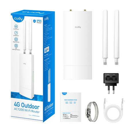 Cudy Outdoor 4G LTE Cat 6 AC1200 WLAN-Gigabit-Router (Weiß, PoE, Mesh, App)
