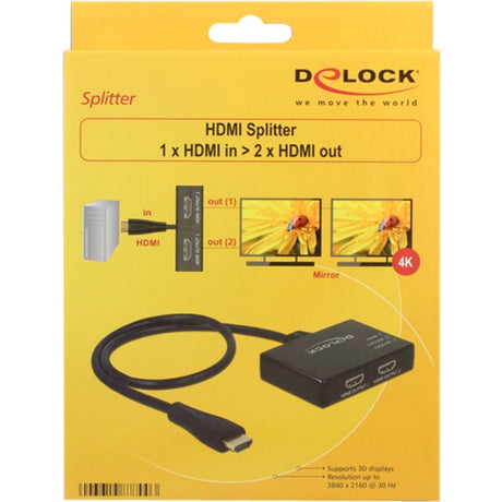 Delock 1x HDMI in > 2x HDMI out HDMI Splitter (schwarz, 60 Zentimeter, 4k)