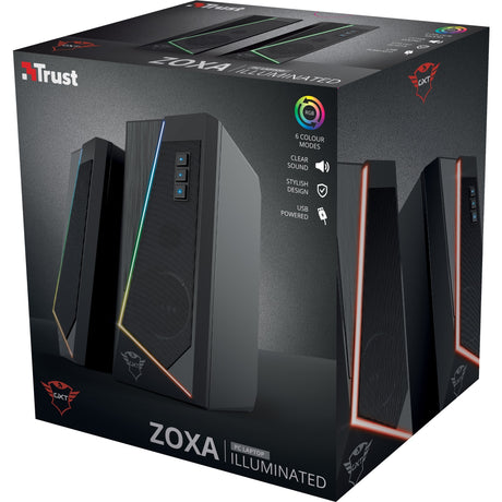 Trust GXT 609 Zoxa RGB-beleuchtetes Lautsprecherset PC-Lautsprecher (schwarz, RGB-LED)