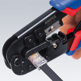 Knipex Crimpzange für Westernstecker brüniert mit Mehrkomponentengriffen 190 mm - 975110