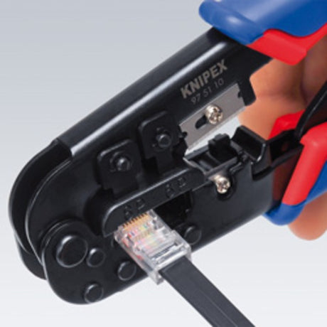 Knipex Crimpzange für Westernstecker brüniert mit Mehrkomponentengriffen 190 mm - 975110