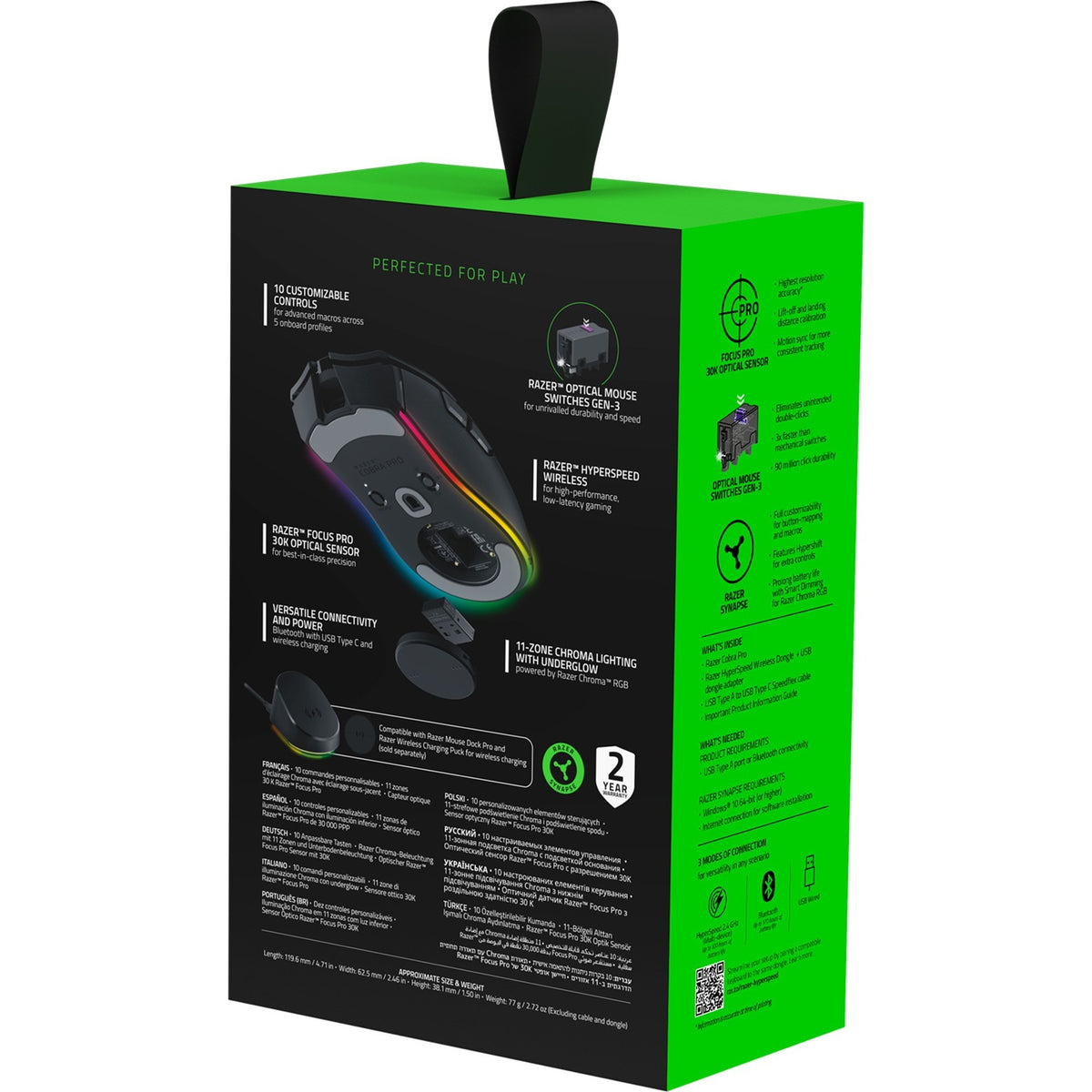 Razer Cobra Pro Gaming-Maus (Schwarz, 30.000 dpi, Chroma RGB)