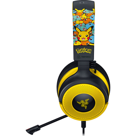 Razer kraken v4 x - pokémon edition over-ear gaming headset (zwart geel, pc, playstation 5, nintendo switch)