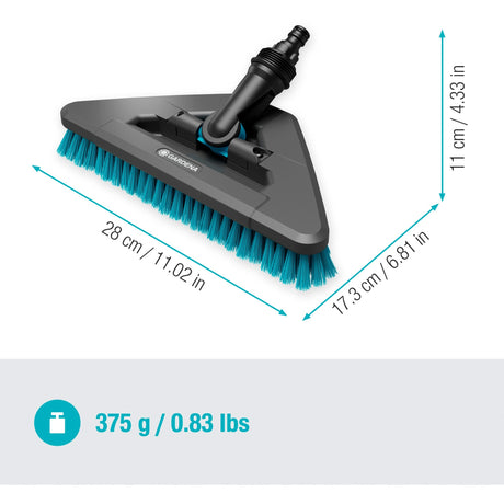 Gardena Cleansystem Stielbürste Hard Flex, Bürste für größere, harte Flächen Waschbürste (Grau Türkis, 18814-20)