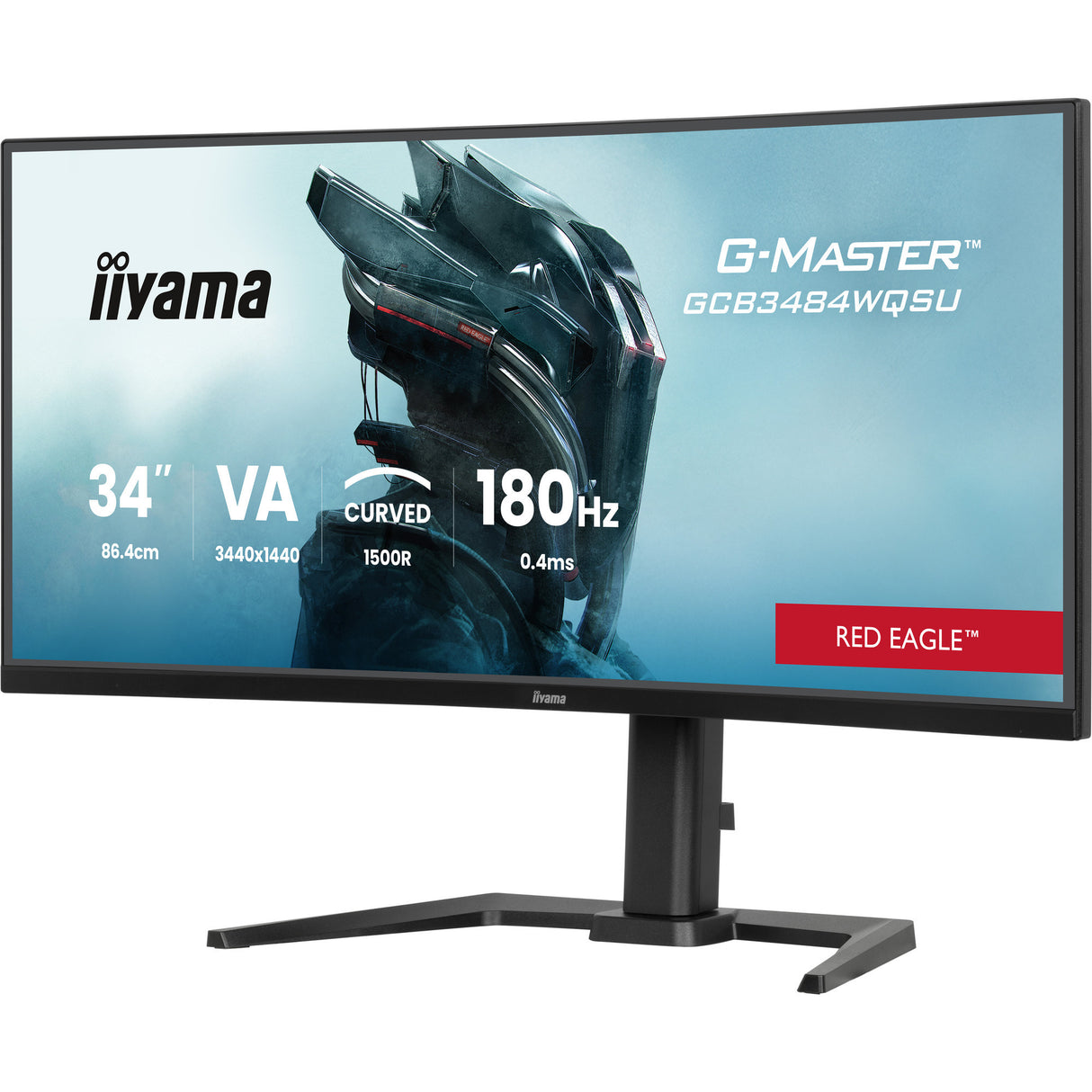 Iiyama G-Master Red Eagle GCB3484WQSU-B1 34 gebogener Ultrawide-Gaming-Monitor (schwarz, 2x HDMI, Display-Port, 2x USB-A, USB-B, 2x USB-C, 180 Hz)