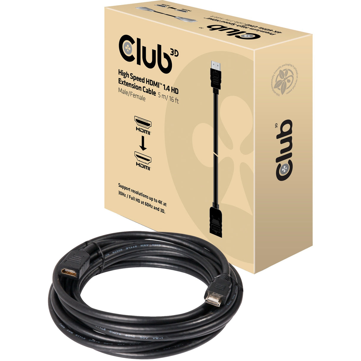 Club 3D Hochgeschwindigkeits-HDMI 1.4 HD-Kabel (schwarz, 5 Meter)
