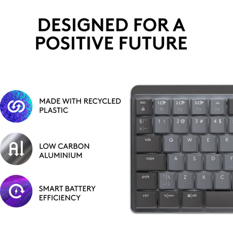 Mechanische Mini-Tastatur Logitech MX (schwarz, US-internationales Layout (QWERTY), GL-taktil, 80 % (TKL), Bluetooth)