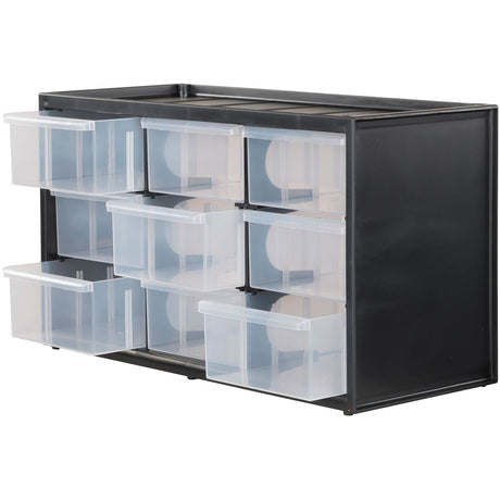 Stanley Kommode 9 Fächer Werkzeugkasten (schwarz transparent)