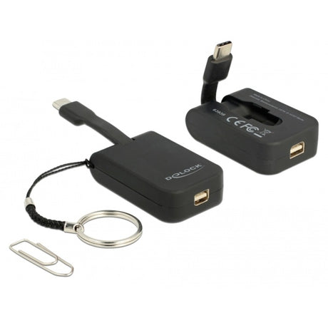 Delock USB-C > Mini Display Port Adapter Schlüsselanhänger (schwarz, 4k 60hz)