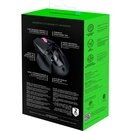 Razer Basilisk v3 x Hyperspeed Gaming-Maus (schwarz, 400–18000 dpi, Hyperspeed Wireless, Bluetooth)
