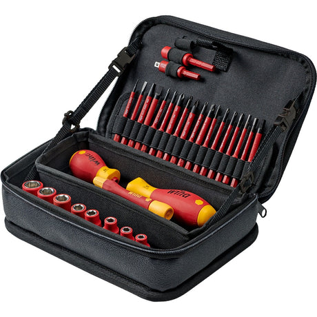 Wiha Slimvario Elektro-Schraubendreher-Set (rot gelb, 31-teilig in Funktionstasche)