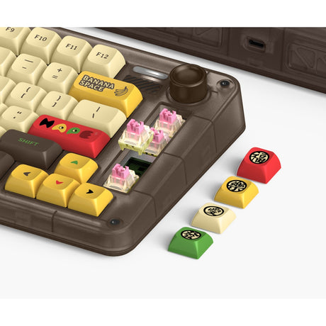 Iqunix ZX75 Happy Ape kabellose mechanische Tastatur (braun, US-Layout (QWERTY), TTC Holy Panda, 75 %, RGB-LEDs, Hot-Swap-fähig, Double-Shot PBT, 2,4 GHz | Bluetooth 5.1 | USB-C)