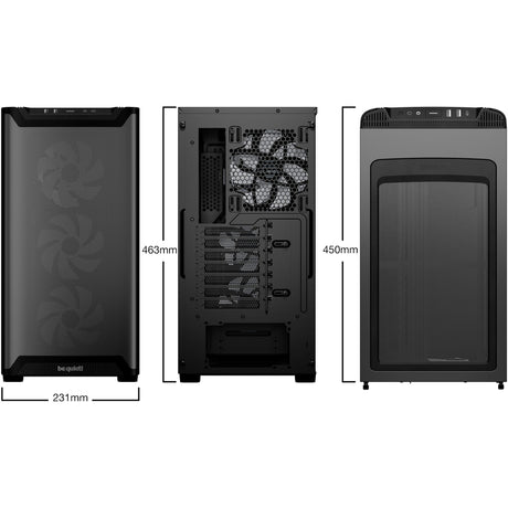 Ruhig sein! Pure Base 501 lx Midi-Tower-Gehäuse (schwarz | 2x USB-A | 1x USB-C | RGB | gehärtetes Glas)