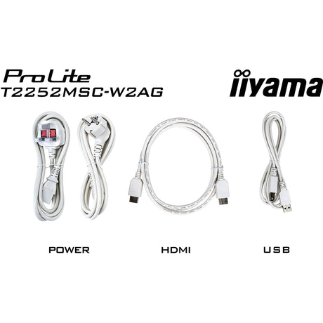 Iiyama Prolite T2252MSC-W2AG 21,5 Zoll Touchscreen-Monitor (weiß (matt), 100 Hz, HDMI, Display-Anschluss, USB 3.2 Gen 1, Audio, Touchscreen)