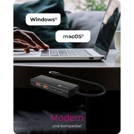 Icy Box ib-hub1436-cpd USB-Hub (schwarz, 2x USB-A, 2x USB-C)