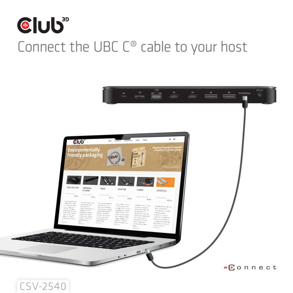 Club 3D 14-1 USB-C Quad-Display-Dockingstation (Schwarz)