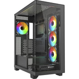 Sharkoon Elite Shark CA500 Midi-Tower-Gehäuse (schwarz | 2x USB-A | 1x USB-C | RGB | gehärtetes Glas)