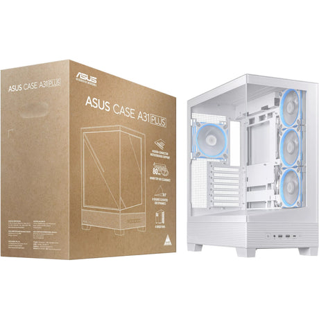 Asus a31 plus Midi-Tower-Gehäuse (weiß | 2x USB-A | 2x USB-C | gehärtetes Glas)