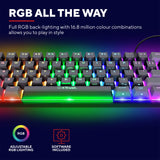 Trust GXT 867 Acira 60 % mechanische Mini-Gaming-Tastatur (Schwarz, US-Layout (QWERTY), Outemu Red, 60 %, RGB)